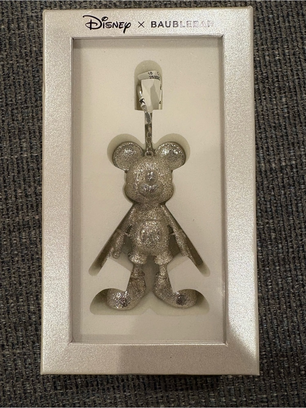 Disney x BaubleBar Silver Glitter Mickey Keychain